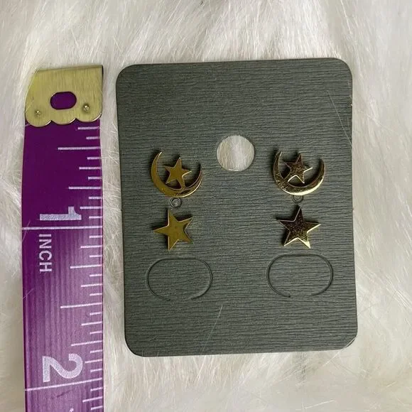 Celestial Moon and Stars Earring  Set - Picture 6 of 8